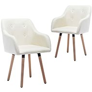 Dining chairs 2 pcs cream textile - Dining Chair