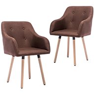 Dining chairs 2 pcs brown textile - Dining Chair