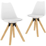 Dining chairs 2 pcs white PP and solid beech wood - Dining Chair