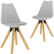Dining chairs 2 pcs gray PP and solid beech wood - Dining Chair