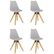 Dining chairs 4 pcs gray PP and solid beech wood - Dining Chair