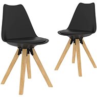 Dining chairs 2 pcs black PP and solid beech wood - Dining Chair
