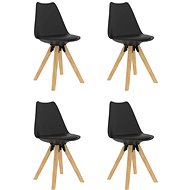 Dining chairs 4 pcs black PP and solid beech wood - Dining Chair