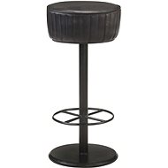 Black genuine leather bar stool - Bar Stool