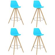 Bar stools 4 pcs blue PP and solid beech wood - Bar Stool