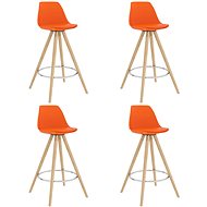 Bar stools 4 pcs orange PP and solid beech wood - Bar Stool