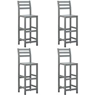 Bar stools 4 pcs gray solid acacia wood - Bar Stool