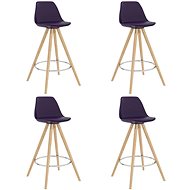 Bar stools 4 pcs dark purple and solid beech wood - Bar Stool