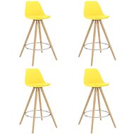 Bar stools 4 pcs yellow PP and solid beech wood - Bar Stool