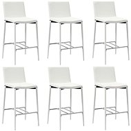 Bar Stools, 6 pcs, White Artificial Leather - Bar Stool