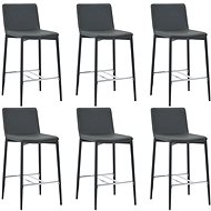 Bar Stools, 6 pcs, Grey Faux Leather - Bar Stool