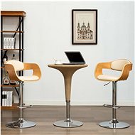 Bar Stools 2 pcs Cream, Bent Wood and Artificial Leather - Bar Stool