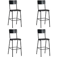 Bar Stools 4 pcs Black Solid Plywood and Steel - Bar Stool