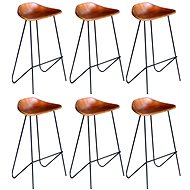 Bar Stools. 6 pcs. Brown Genuine Leather - Bar Stool