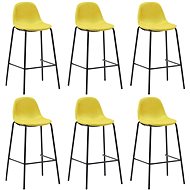 Bar Stools 6 pcs Yellow Textile - Bar Stool