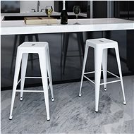 Bar stools 2 pcs white steel - Bar Stool