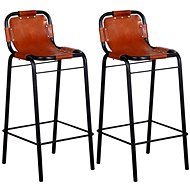 Bar stools 2 pcs genuine leather - Bar Stool