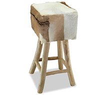 Genuine leather bar stool and solid teak - Bar Stool