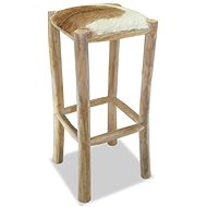 Genuine leather bar stool and solid teak - Bar Stool