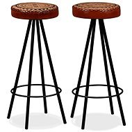 Bar stools 2 pcs genuine leather - Bar Stool