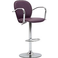 Bar stool with armrests in purple faux leather - Bar Stool