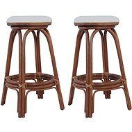 Bar stools 2 pcs brown rattan - Bar Stool
