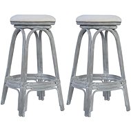 Bar stools 2 pcs gray rattan - Bar Stool