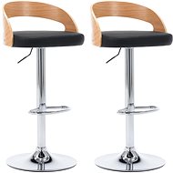 Bar stools 2 pcs black faux leather and bent wood - Bar Stool