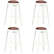 Bar stools 4 pcs white genuine leather - Bar Stool