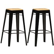 Bar stools 2 pcs black solid mango wood - Bar Stool