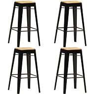 Bar stools 4 pcs black solid mango wood - Bar Stool