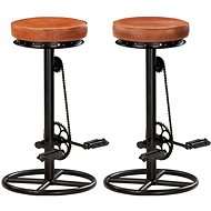 Bar stools 2 pcs black and brown genuine goat leather - Bar Stool