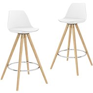 Bar stools 2 pcs white PP and solid beech wood - Bar Stool