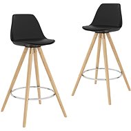 Bar stools 2 pcs black PP and solid beech wood - Bar Stool