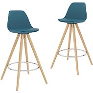 Bar stools 2 pcs turquoise PP and solid beech wood - Bar Stool