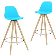 Bar stools 2 pcs blue PP and solid beech wood - Bar Stool