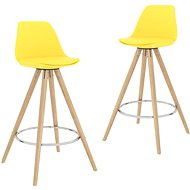 Bar stools 2 pcs yellow PP and solid beech wood - Bar Stool