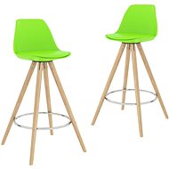 Bar stools 2 pcs green PP and solid beech wood - Bar Stool