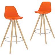 Bar stools 2 pcs orange PP and solid beech wood - Bar Stool