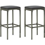 Bar stools with cushions 2 pcs gray polyrattan - Bar Stool