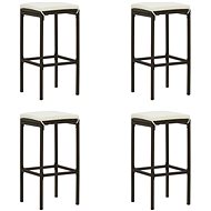 Bar stools with cushions 4 pcs brown polyrattan - Bar Stool