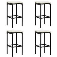 Bar stools with cushions 4 pcs black polyrattan - Bar Stool