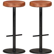 Bar stools 2 pcs brown genuine leather - Bar Stool