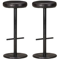 Bar stools 2 pcs black genuine leather - Bar Stool