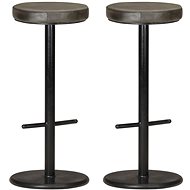 Bar stools 2 pcs gray with genuine leather flap - Bar Stool