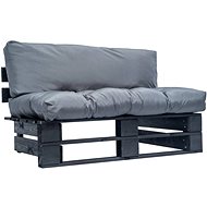 Garden Sofa made of Pallets with Grey Pillows Pine 277411 - Garden Sofa