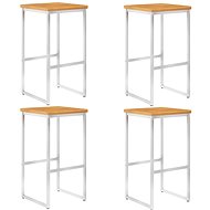 Bar stools 4 pcs solid acacia wood and stainless steel - Bar Stool
