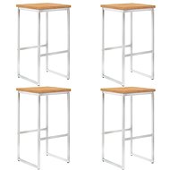Bar Stools 4 pcs Solid Teak Wood and Stainless Steel - Bar Stool