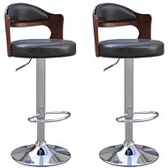 Bar stools 2 pcs frame made of bent wood artificial leather - Bar Stool