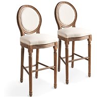 Bar Stools 2 pcs White Linen - Bar Stool